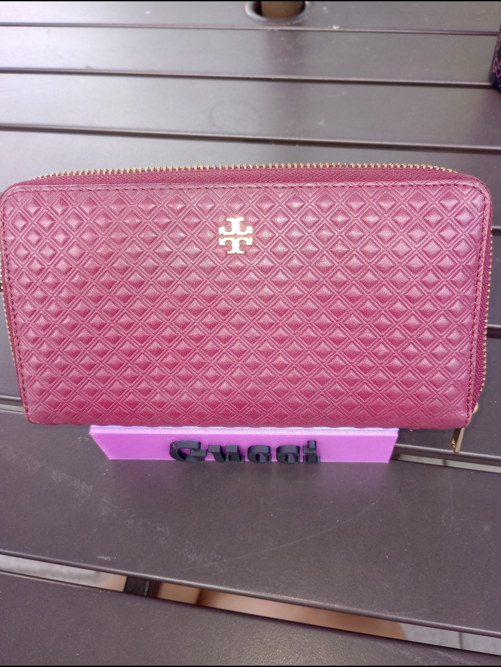 Tory Burch Red Zip Around Wallet with Gold Hardware